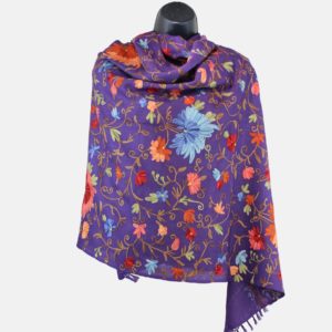 Embroidered merino wool stole
