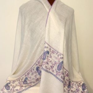 Hand woven and hand embroidered cashmere stole